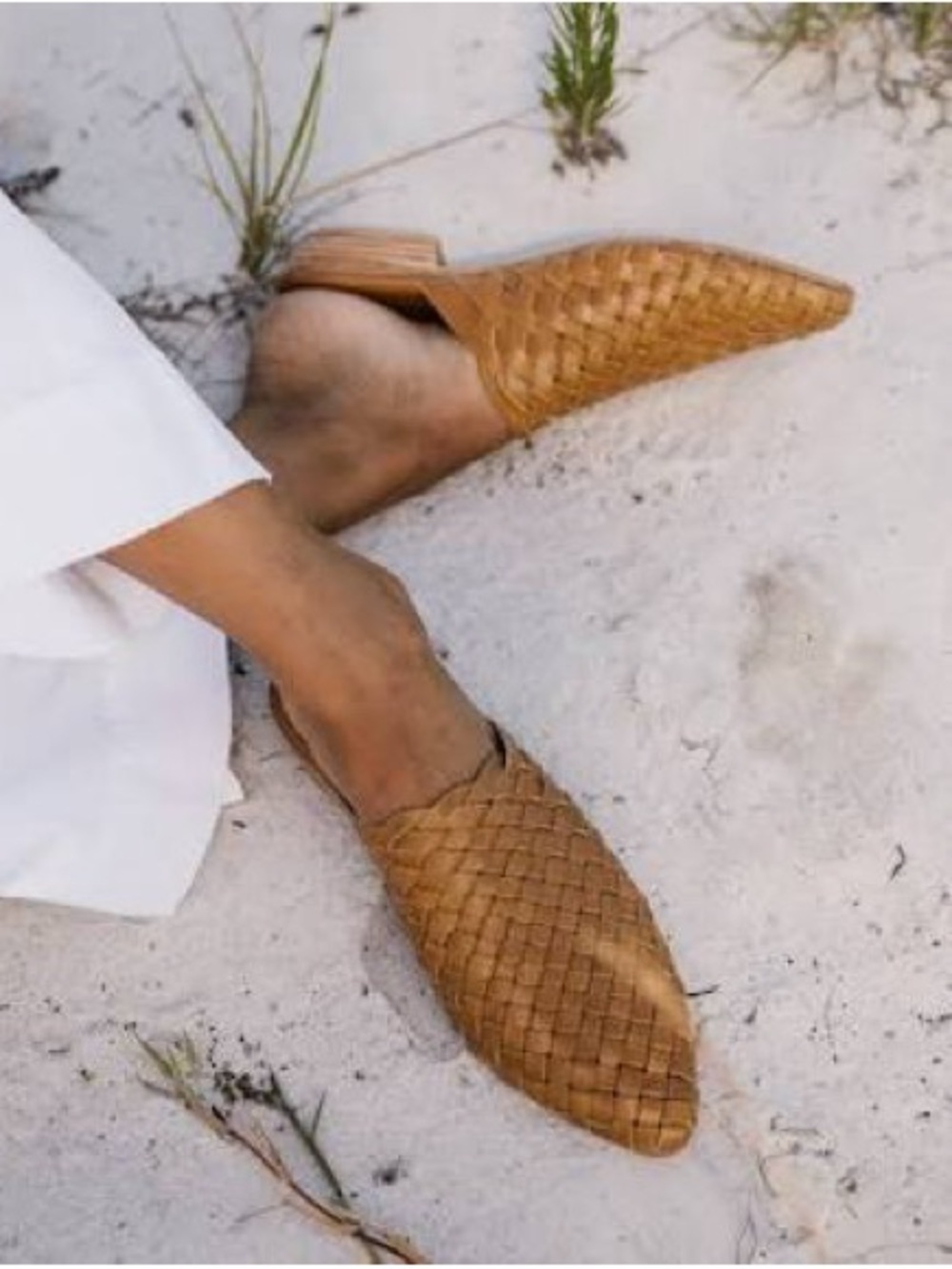 St. Agni Woven Mules in Natural Leather